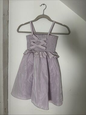 Tanya Taylor Lilac Layered Tulle Bow-Accent Kids Dress